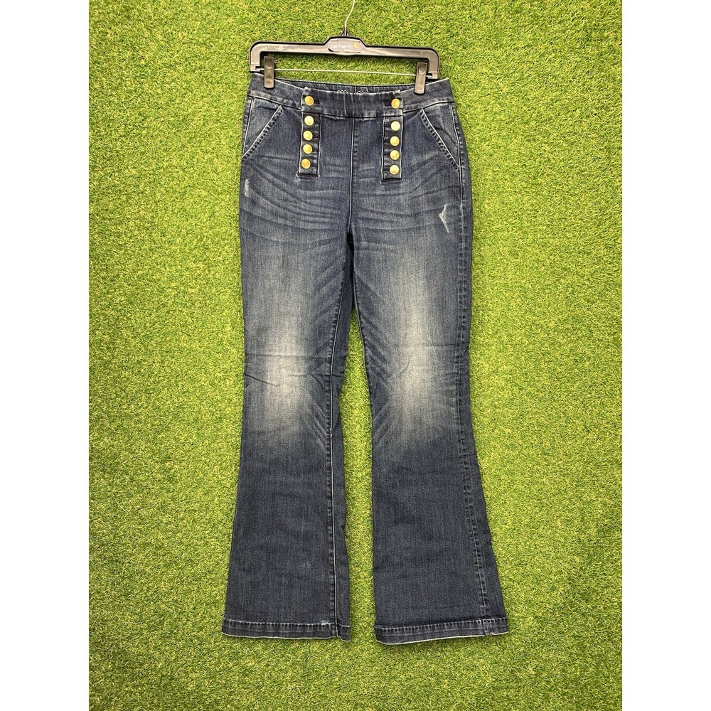 Miss Me High Rise Jeans Womens 30 Double Row Button Close Flat Front Wide Leg